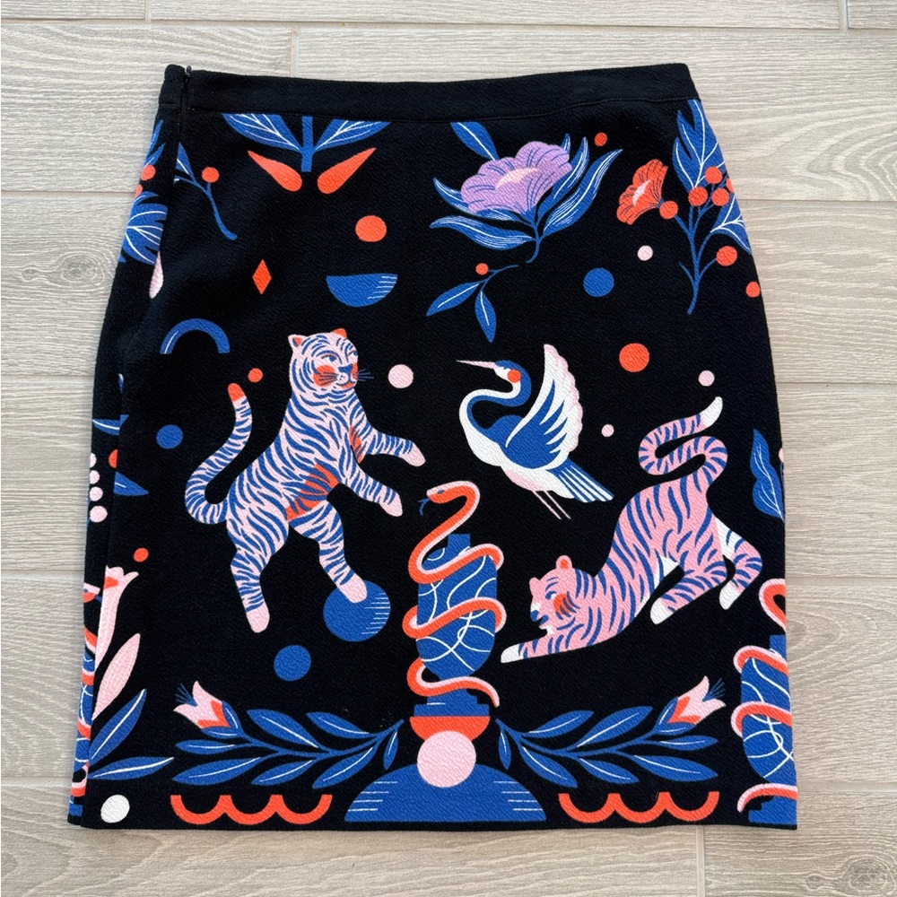 ANTHROPOLOGIE Super Nice Letters Julie Sweater Skirt Tiger Snake Crane XL - Picture 4 of 7